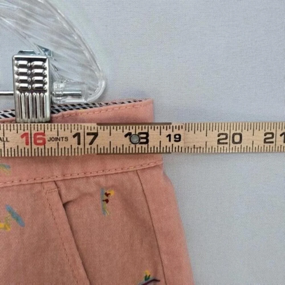Jachs New York Bleecker Shorts Mens 34 Peach Surfer Pattern Chino‎ Stretch Twill